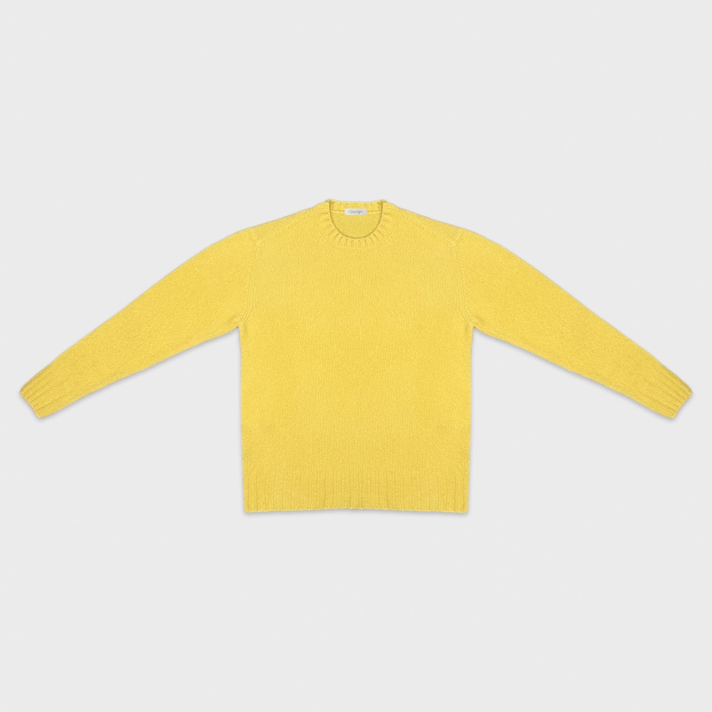 Cruciani Shetland Wool Crewneck Sweater Lemon Yellow