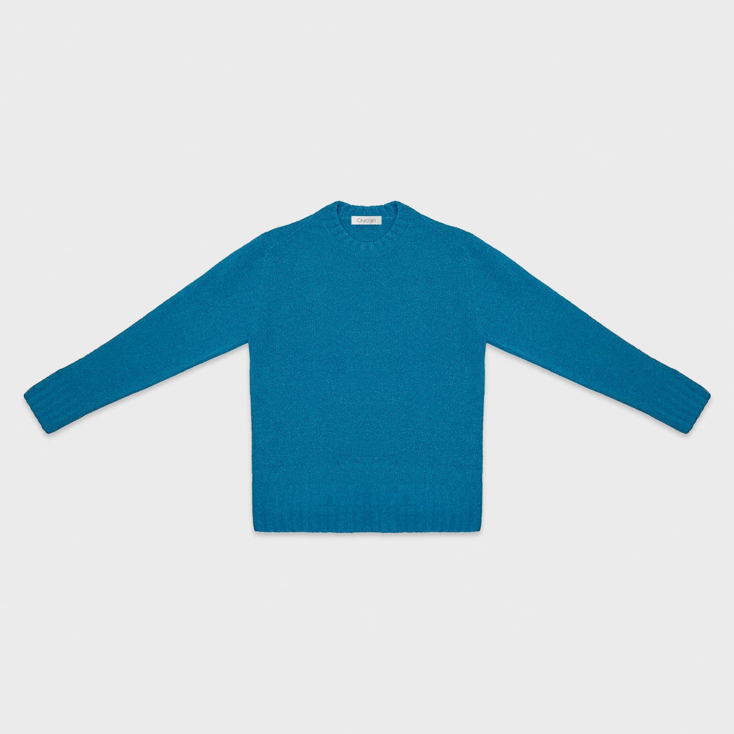 Cruciani Shetland Wool Crewneck Sweater Petrol Blue