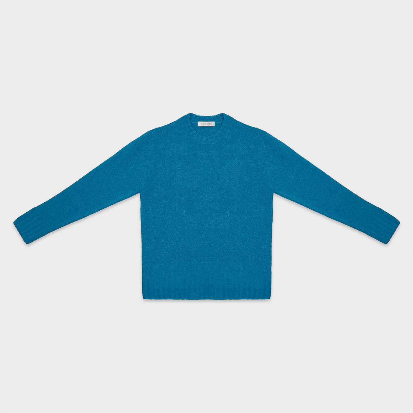 Cruciani Shetland Wool Crewneck Sweater Petrol Blue