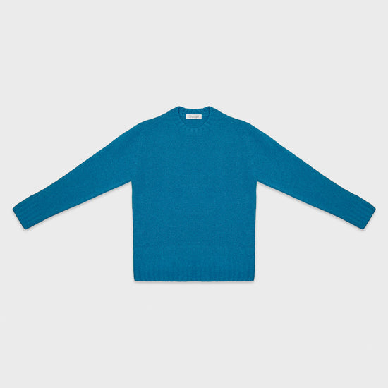 Cruciani Shetland Wool Crewneck Sweater Petrol Blue