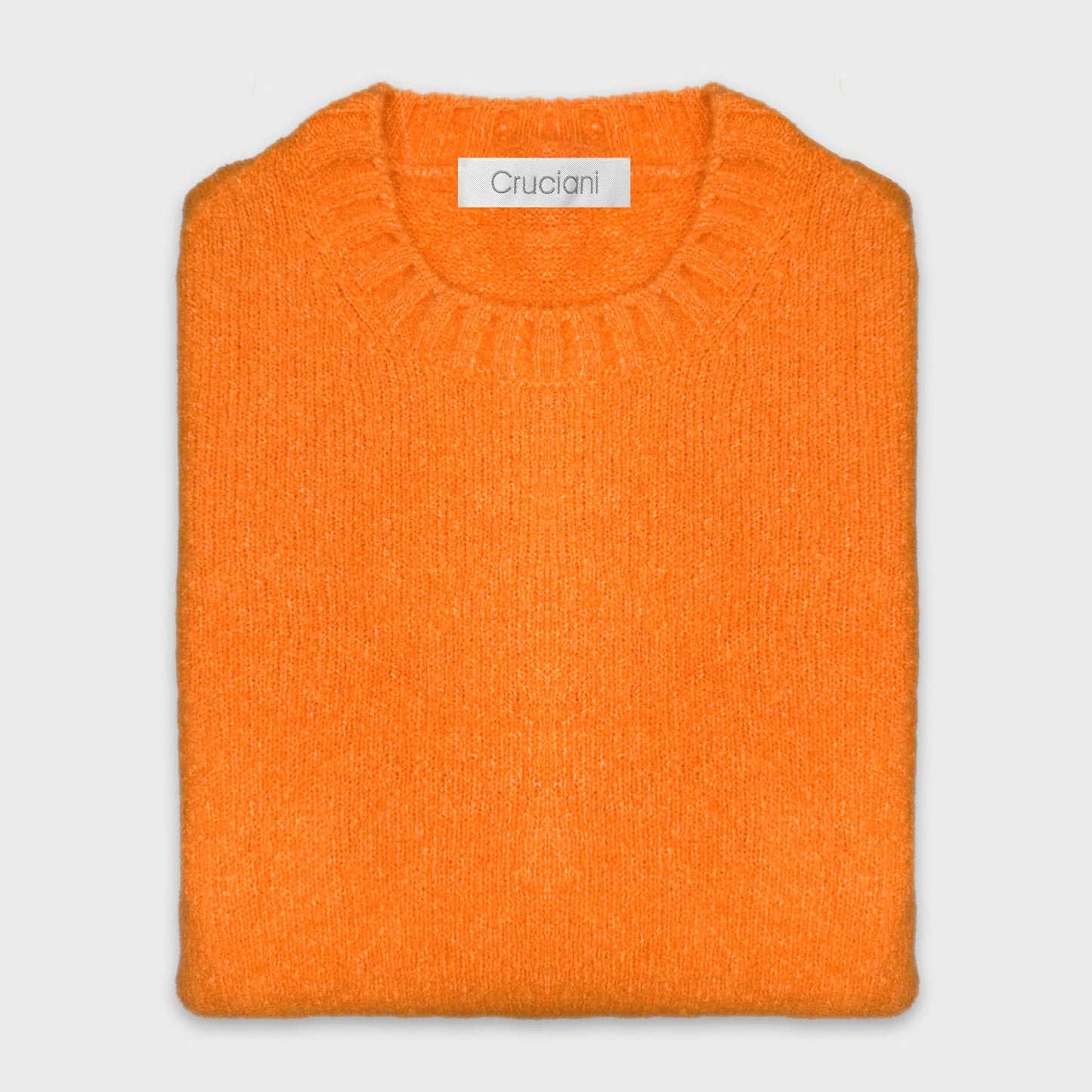 Pumpkin Orange Shetland Wool Crewneck Sweater Cruciani.