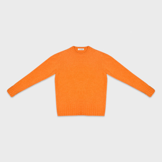 Load image into Gallery viewer, Cruciani Shetland Wool Crewneck Sweater Pumpkin Orange
