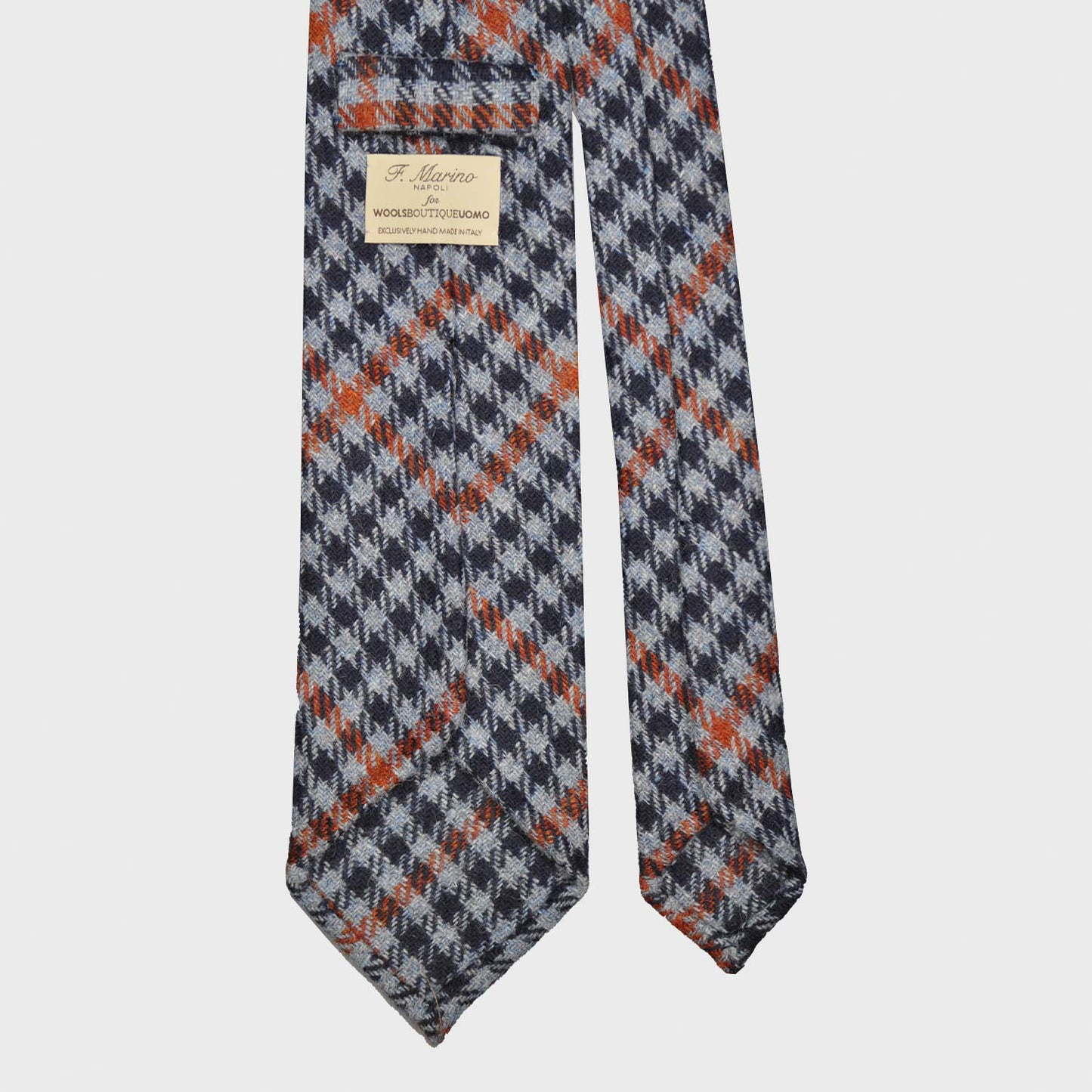 Denim Blue Tweed Necktie Classic Checked