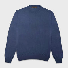 Doriani Crewneck Sweater Wool Silk Cashmere Cerulean Blue