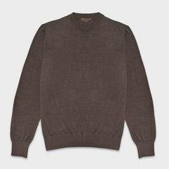 Doriani Crewneck Sweater Wool Silk Cashmere Coffee Brown