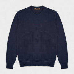 Doriani Cotton Crewneck Sweater Navy Blue