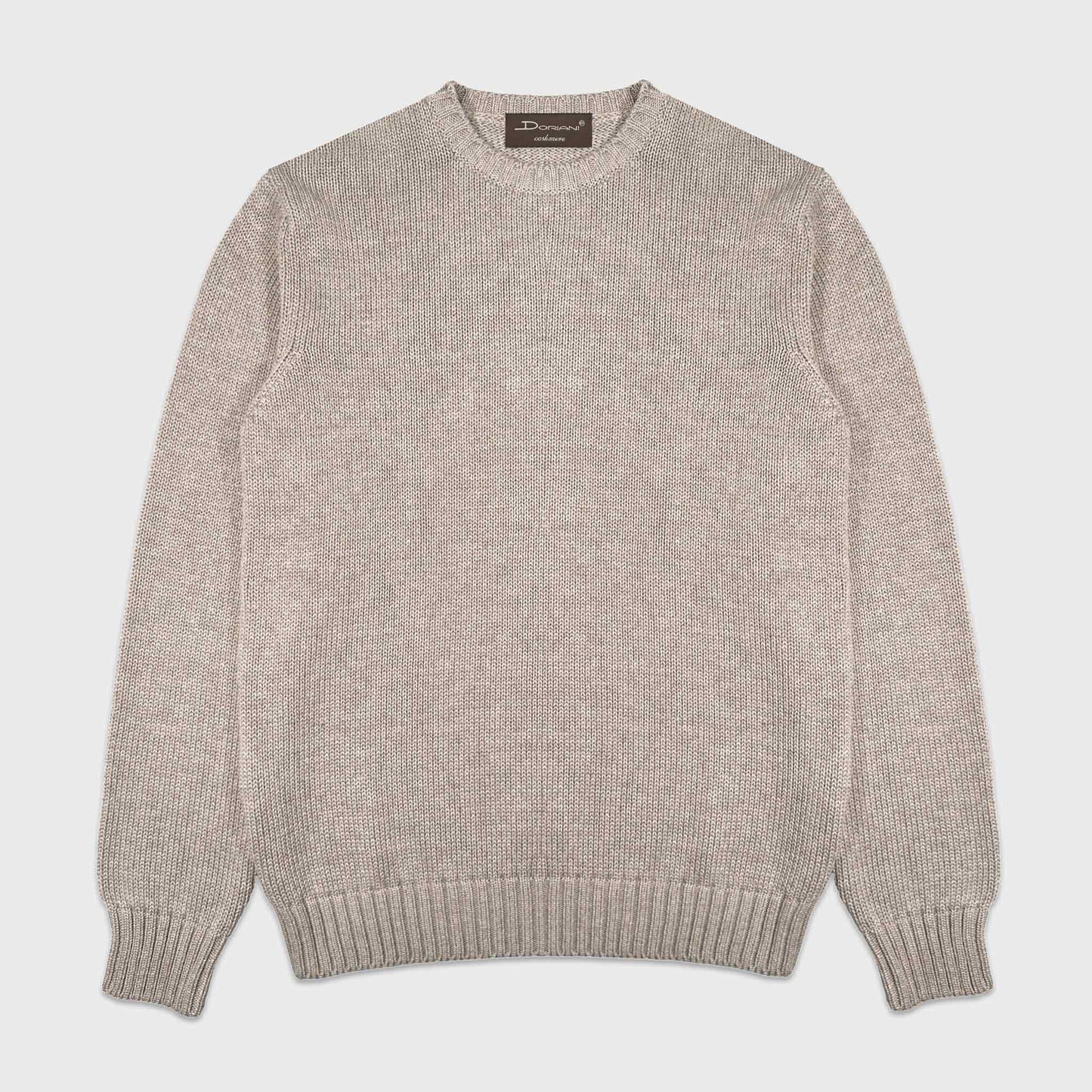 Sand Beige Cotton Crewneck Sweater Made in Italy. Italian-made sand beige cotton crewneck sweater by Doriani. Refined summer knitwear selected by Wools Boutique Uomo Geneva.