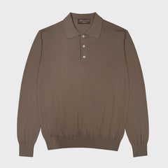 Doriani Cotton Long Sleeve Polo Deep Taupe