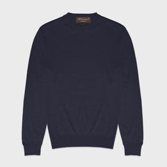 Doriani Cotton Long Sleeve Crewneck Navy Blue