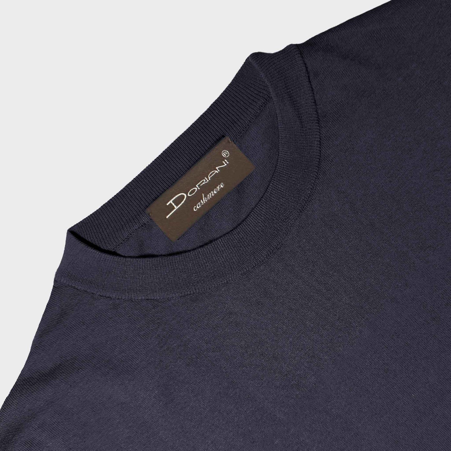 Doriani navy blue cotton long sleeve crewneck made in Italy