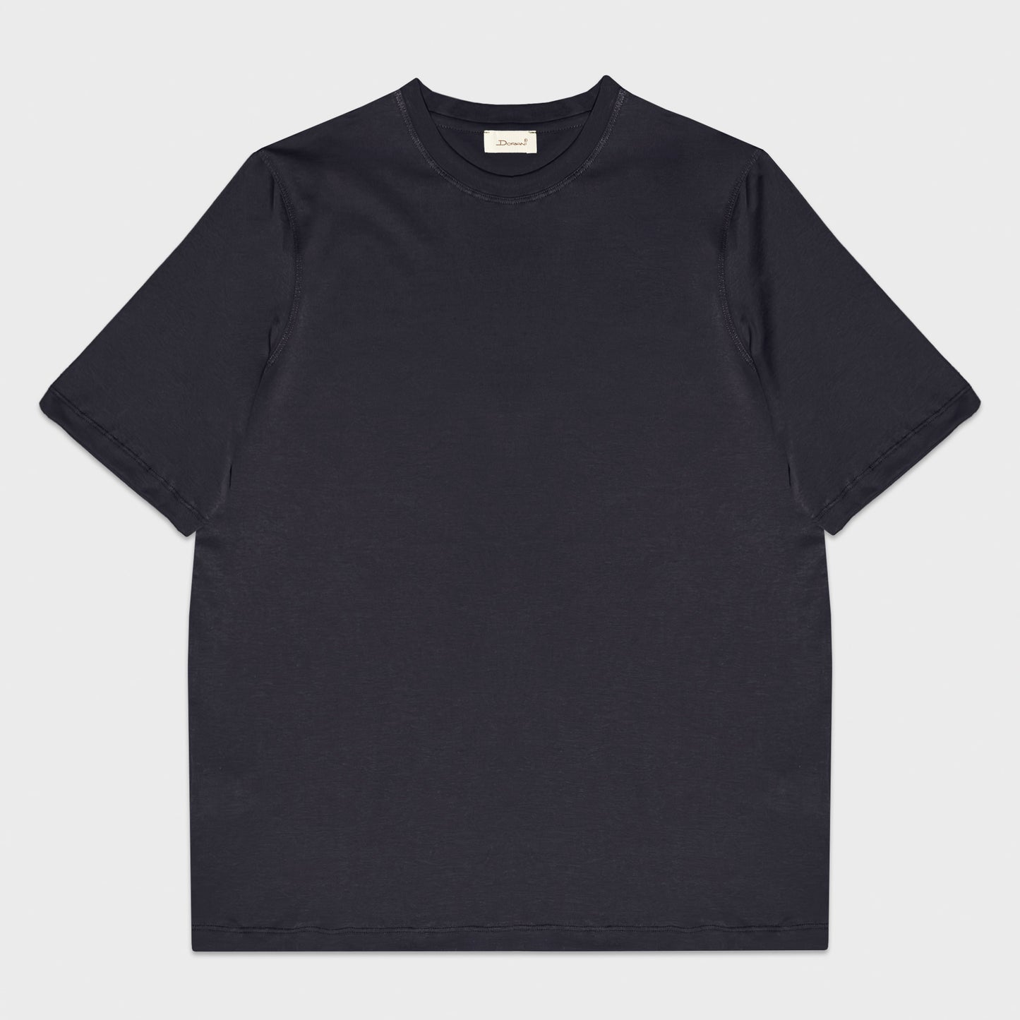 Doriani Navy Blue Cotton Short Sleeve T-Shirt Made in Italy. Refined navy blue cotton short sleeve T-shirt. Lightweight, soft and refined essential designed for relaxed tailoring and understated everyday elegance. Selected by Wools Boutique Uomo in Geneva for its balance of comfort, versatility and understated Italian refinement.