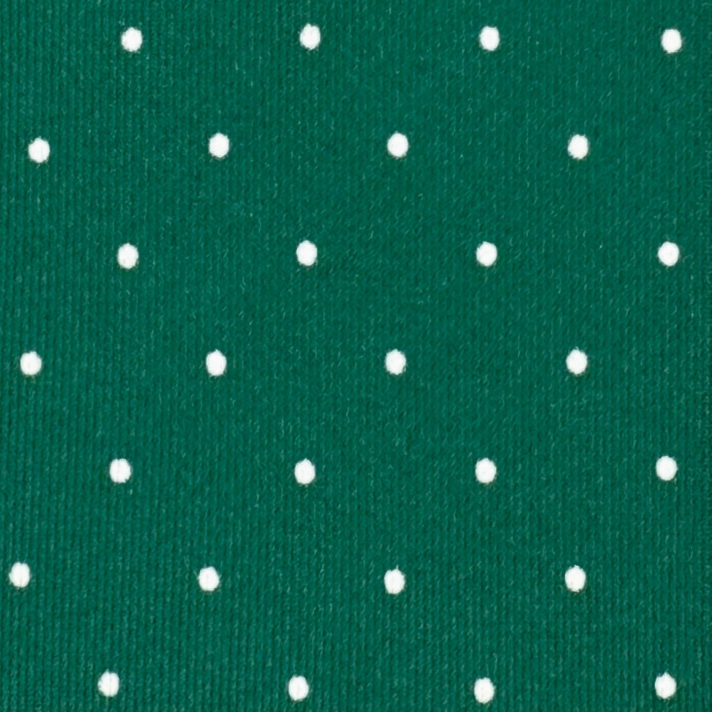 Emerald green silk tie with white micro pois pattern.