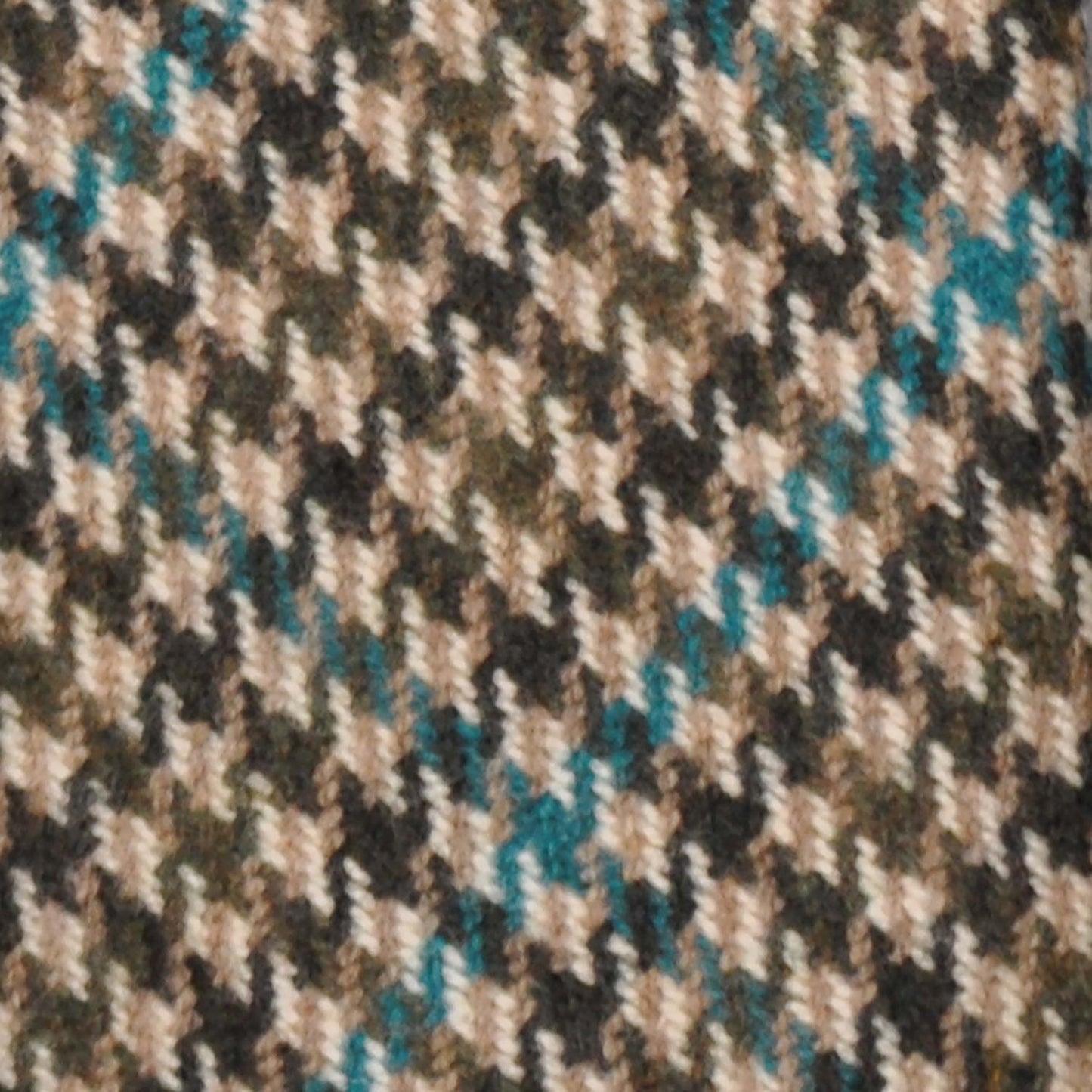 Green Wool Tweed Tie Handmade Unlined Pie de Poule Pattern