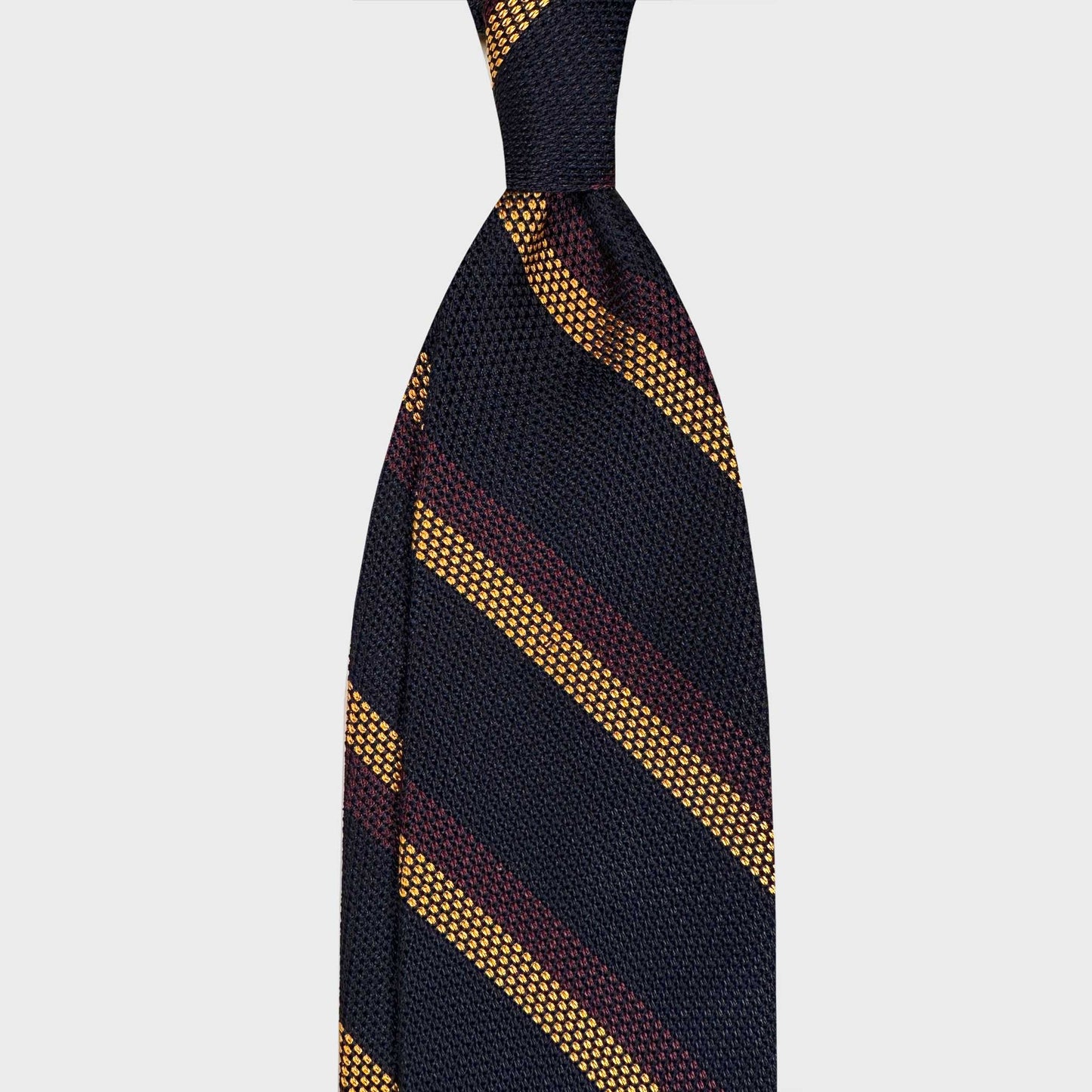 F. Marino handmade grenadine silk regimental tie navy gold burgundy – Wools Boutique Uomo Geneva