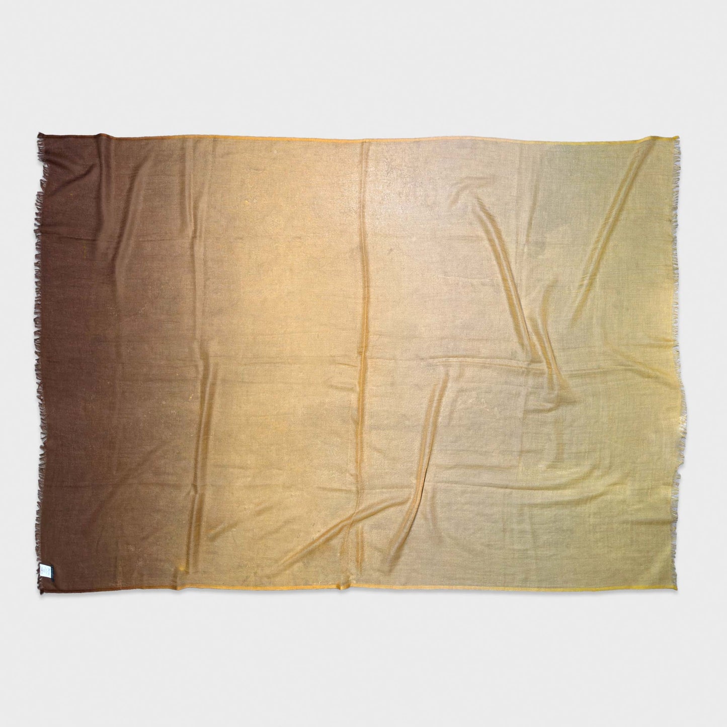 Faliero Sarti 100% Cashmere Gradient Scarf Brown Gold Yellow Made in Italy