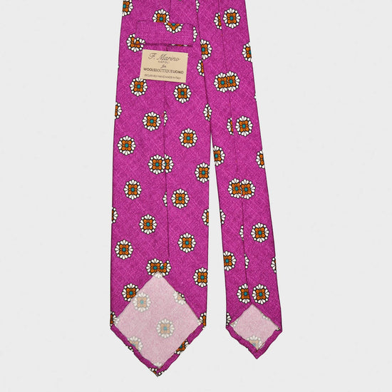 Royal Fuchsia Silk Tie Unlined Diamonds Flower Pattern