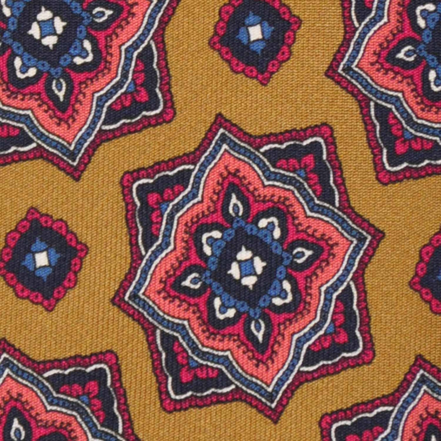 Mandala Pattern Curry Yellow Silk Tie Unlined