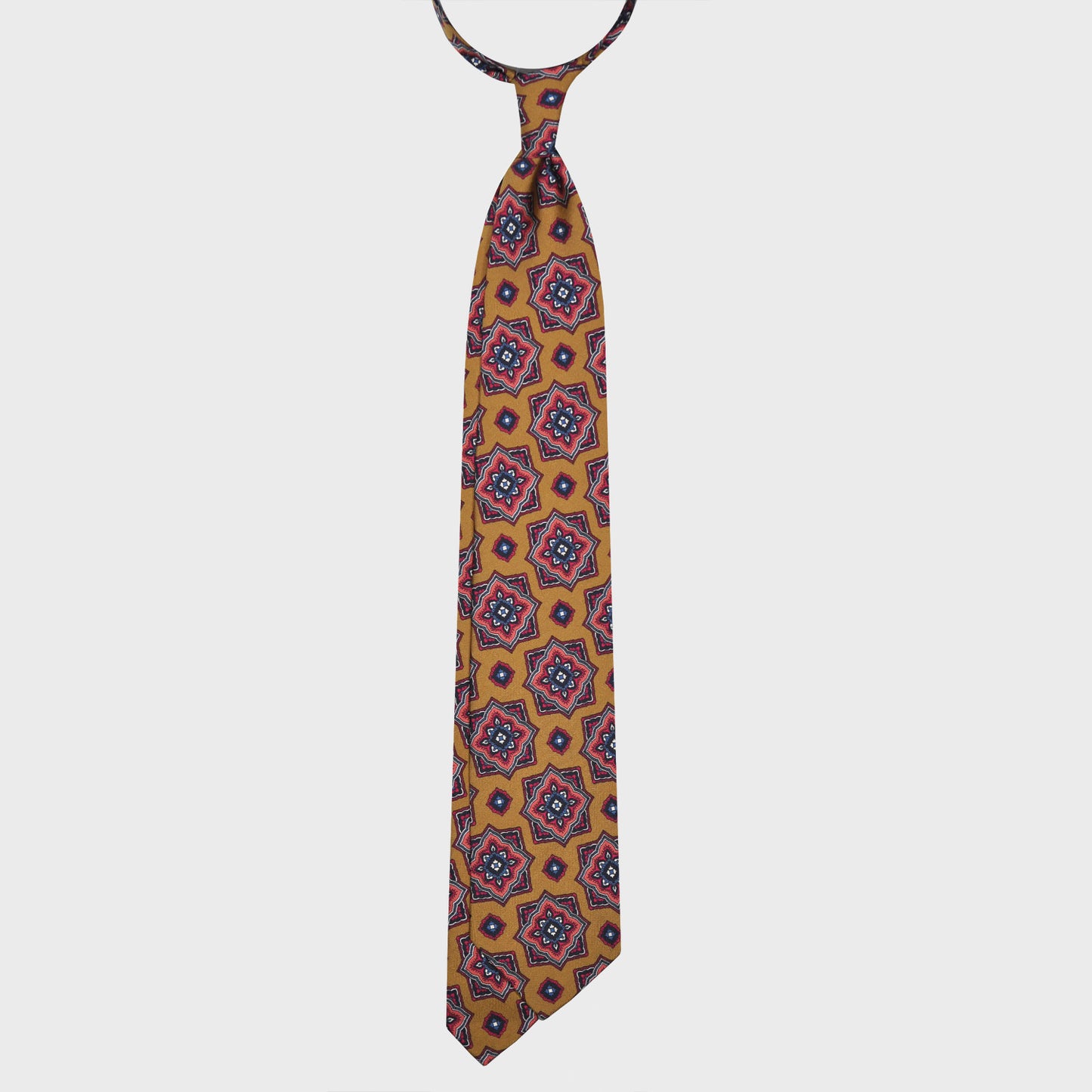 Mandala Pattern Curry Yellow Silk Tie Unlined