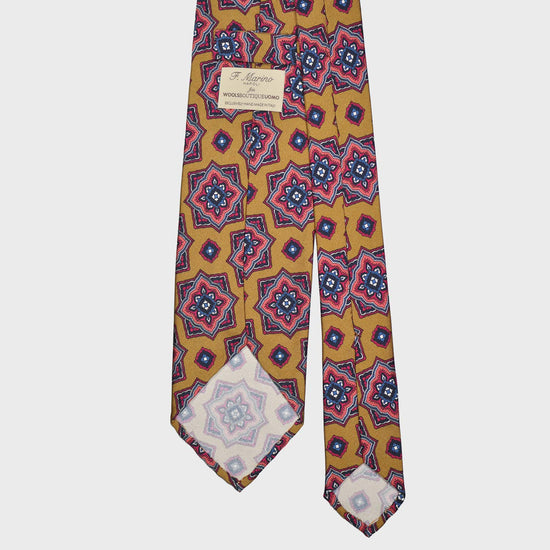 Mandala Pattern Curry Yellow Silk Tie Unlined