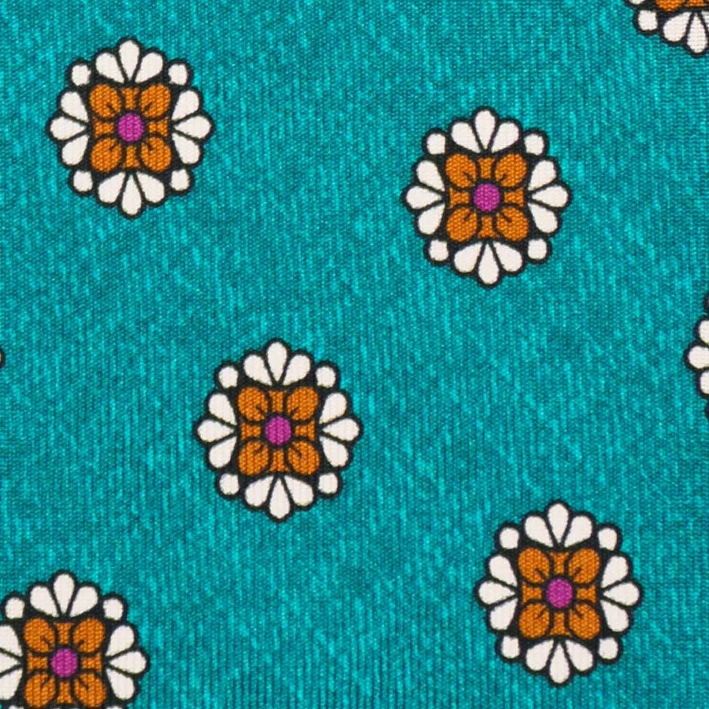 Turquoise Silk Tie Unlined Diamonds Flower Pattern