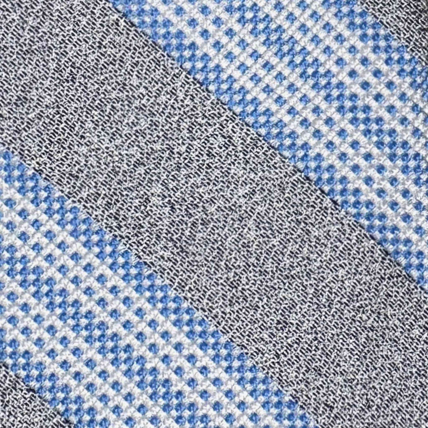 textured silk regimental tie ash grey sky blue fabric detail