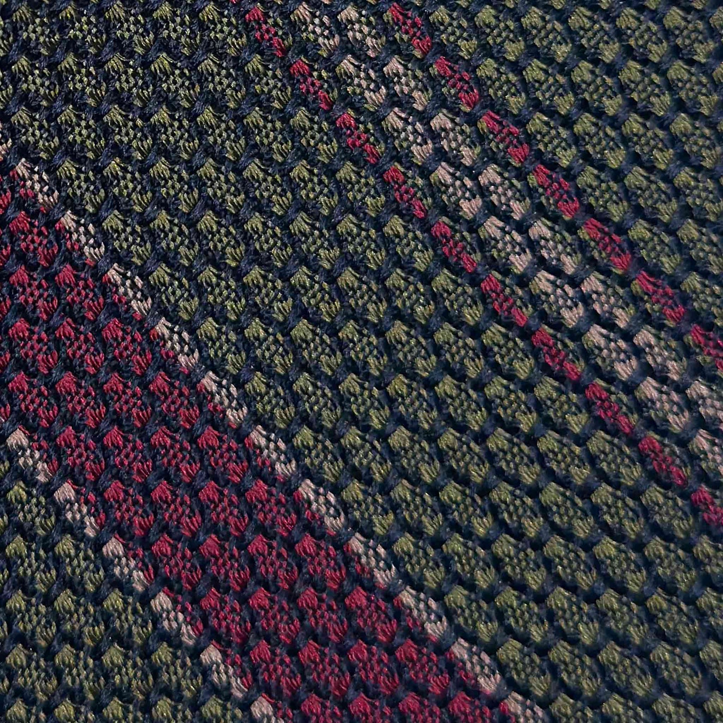 Army Green Regimental Silk Tie Grenadine Large Gauze