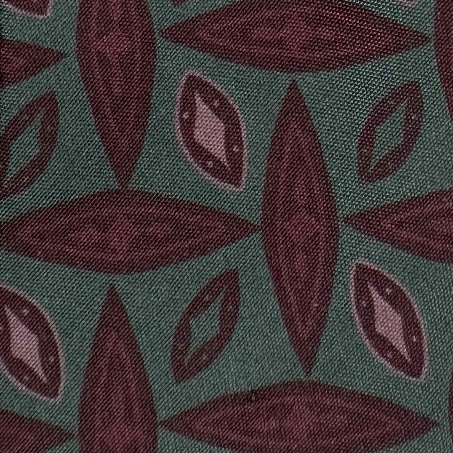 Details of Muddy Green Silk Tie Art Deco Organic Geometric Pattern