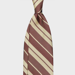 F.Marino Regimental Grenadine Cravate En Soie 3 Plis Bordeaux