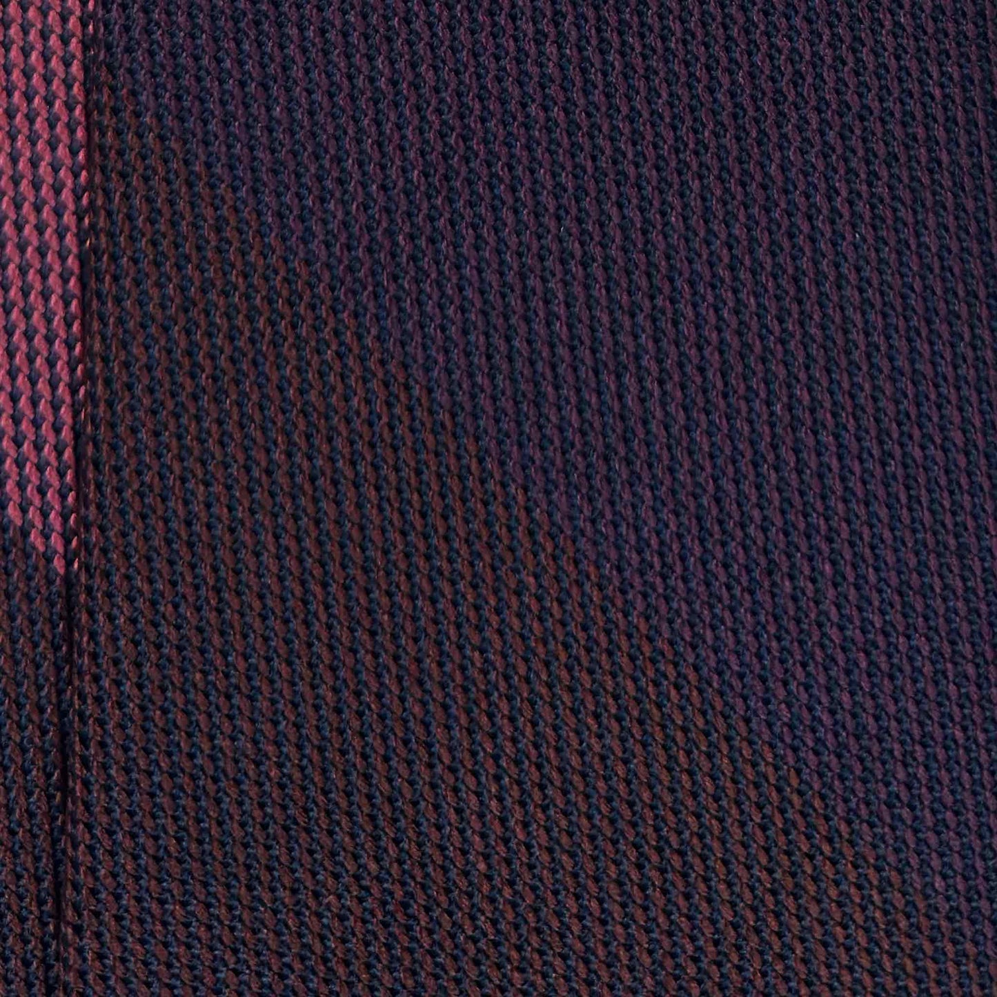 Details of Regimental Handmade Silk Tie Large Stripe Violet Brown Pink