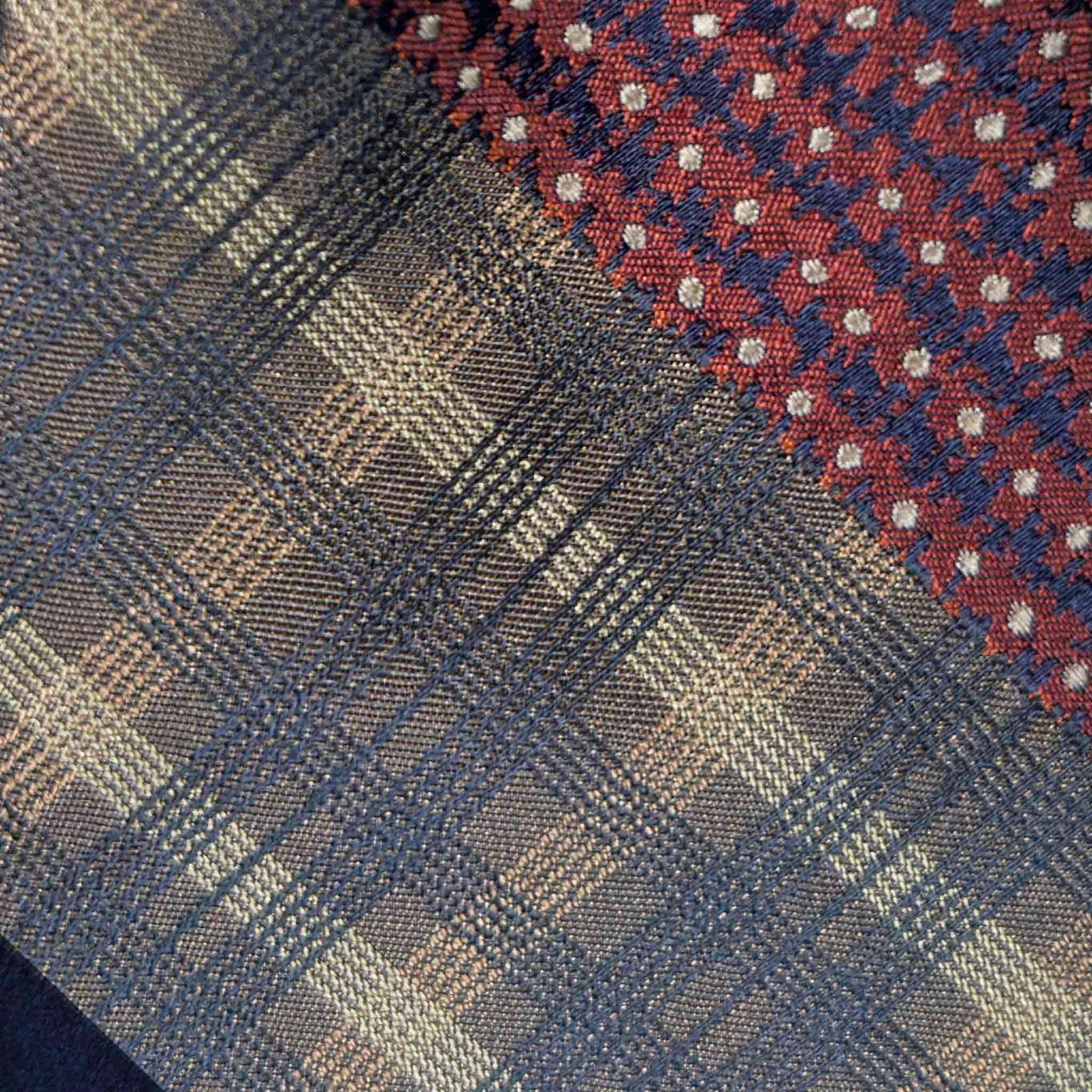Details of Printed Patchwork Regimental Silk Tie 