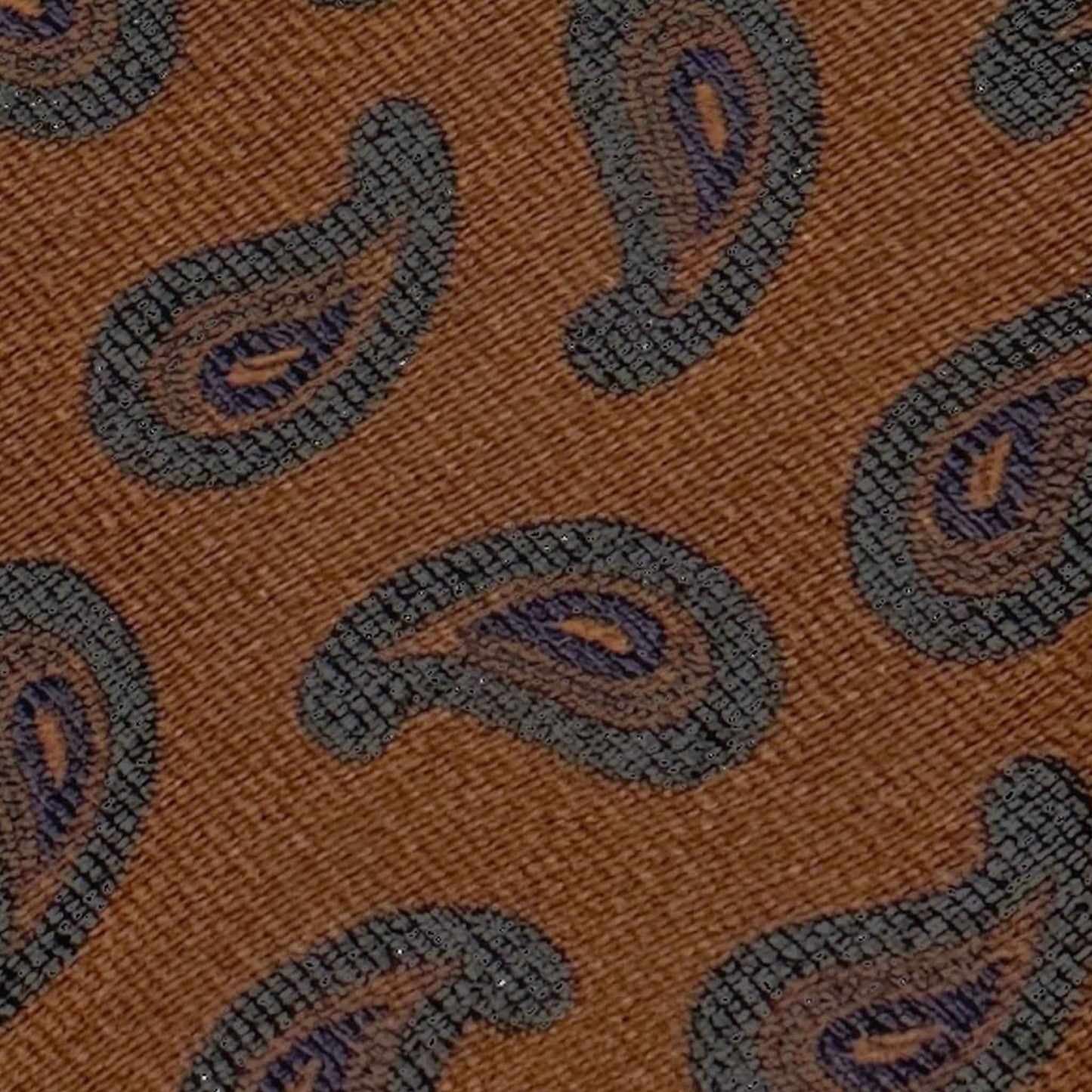detail for Silk Wool Paisley Tie Caramel Brown Handmade in Italy