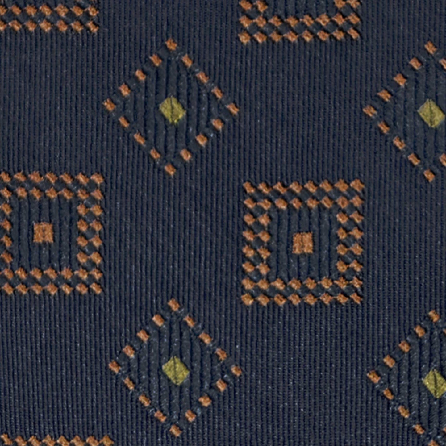 tie navy blue silk medallions pois close up pattern detail