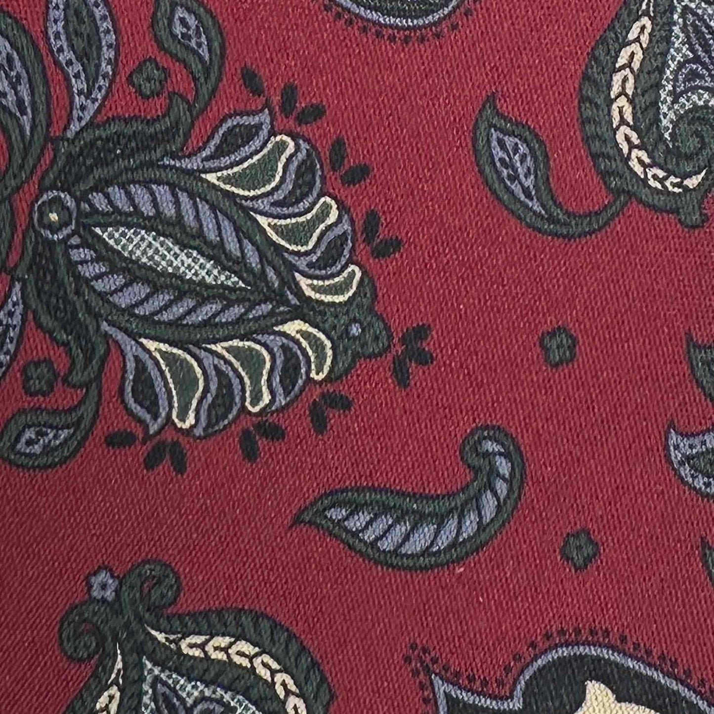 Details of Brick Red Silk Tie Floral Ornamental Design Italian Heritage.
