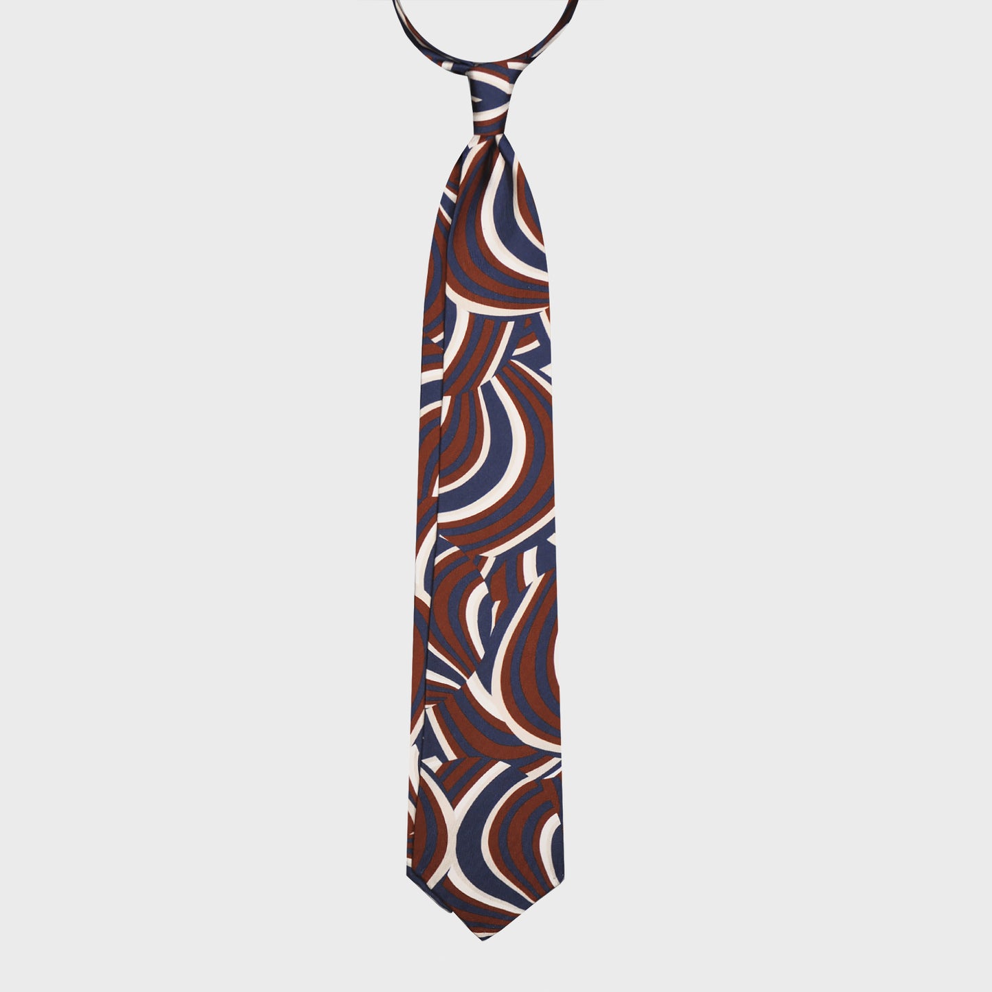 F.Marino Silk Tie 3 Folds Waves Brown-Wools Boutique Uomo