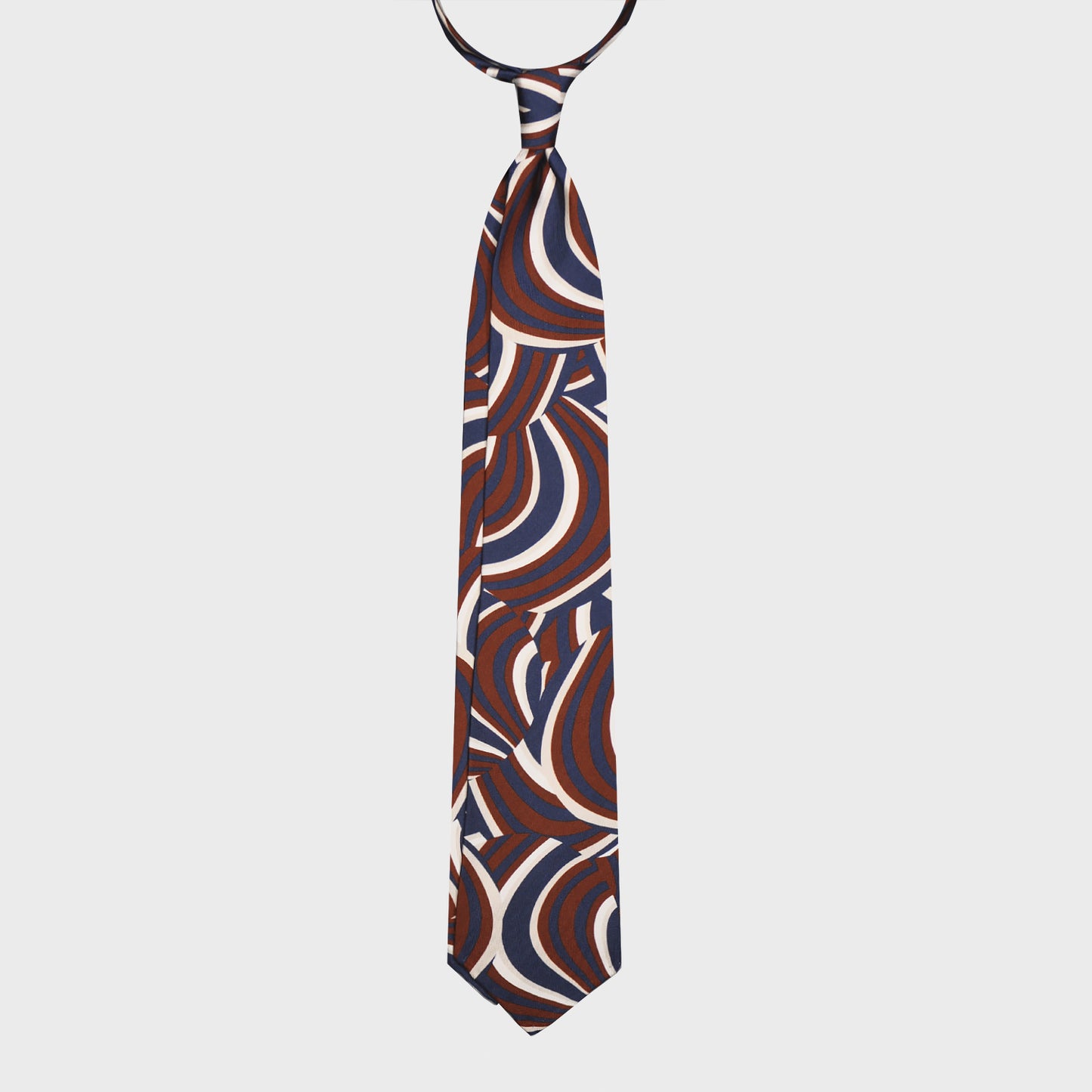 Load image into Gallery viewer, F.Marino Silk Tie 3 Folds Waves Brown-Wools Boutique Uomo
