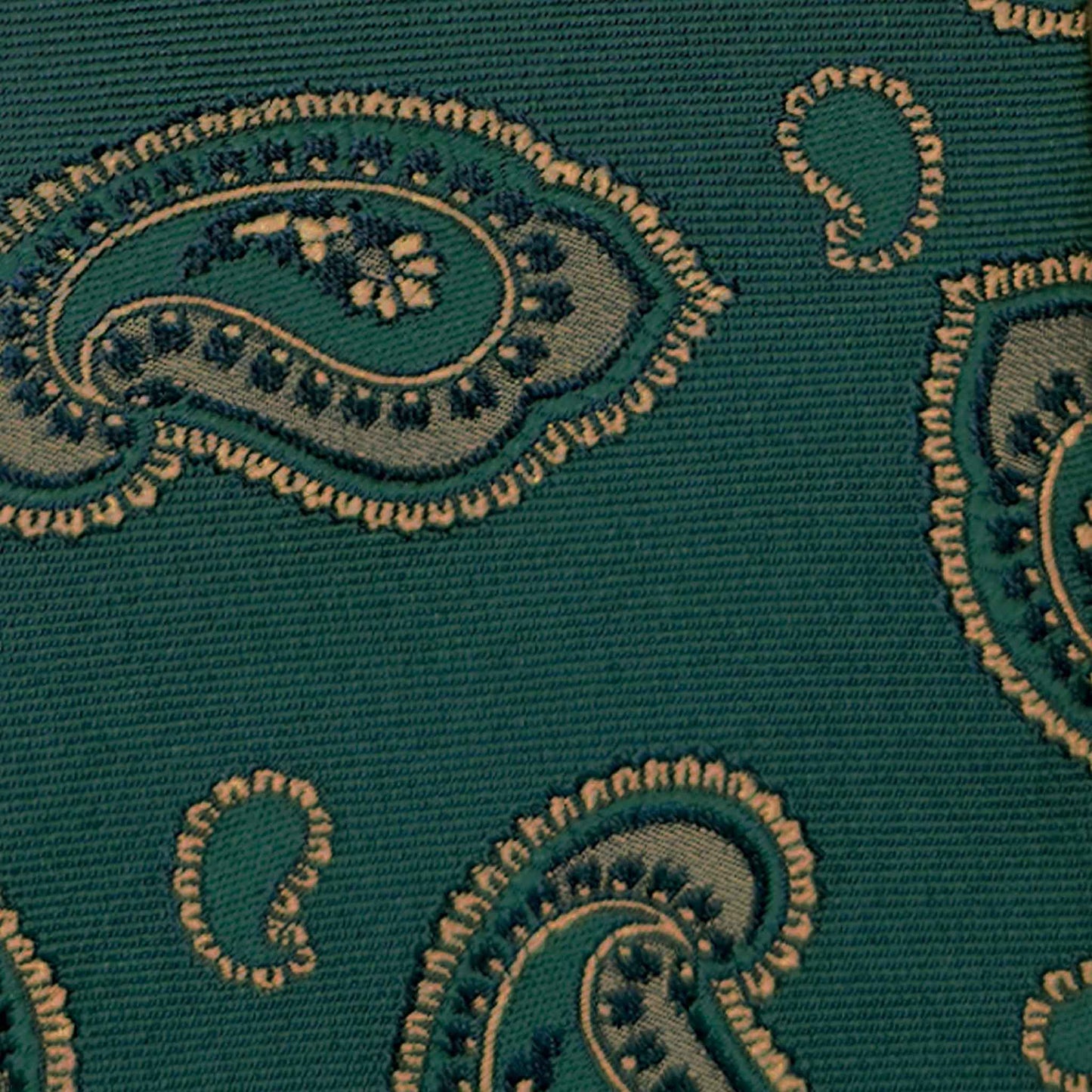 Large paisley pattern silk tie in forest green and gold yellow by Wools Boutique Uomo