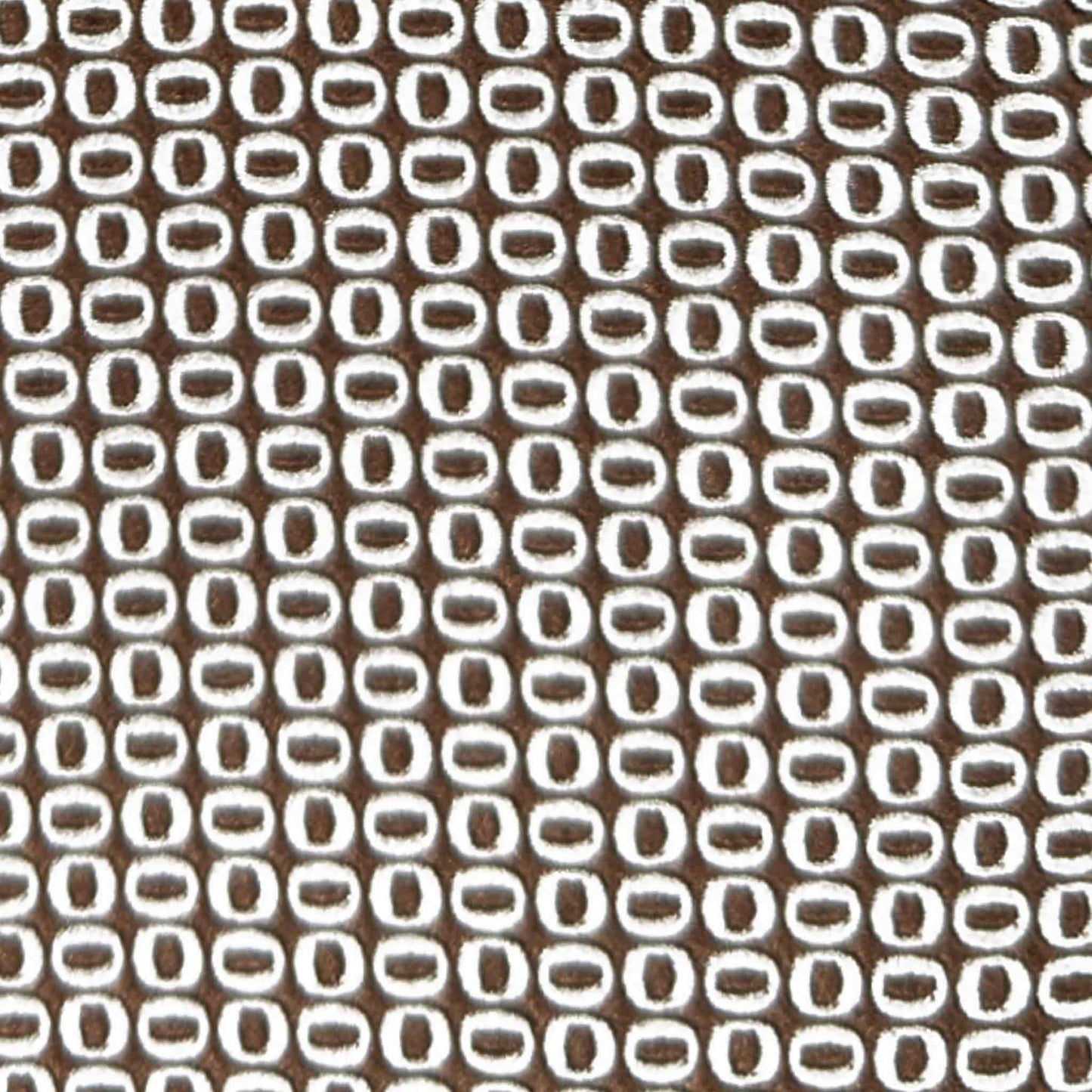 details of coffee brown silk tie with refined micro oval pattern