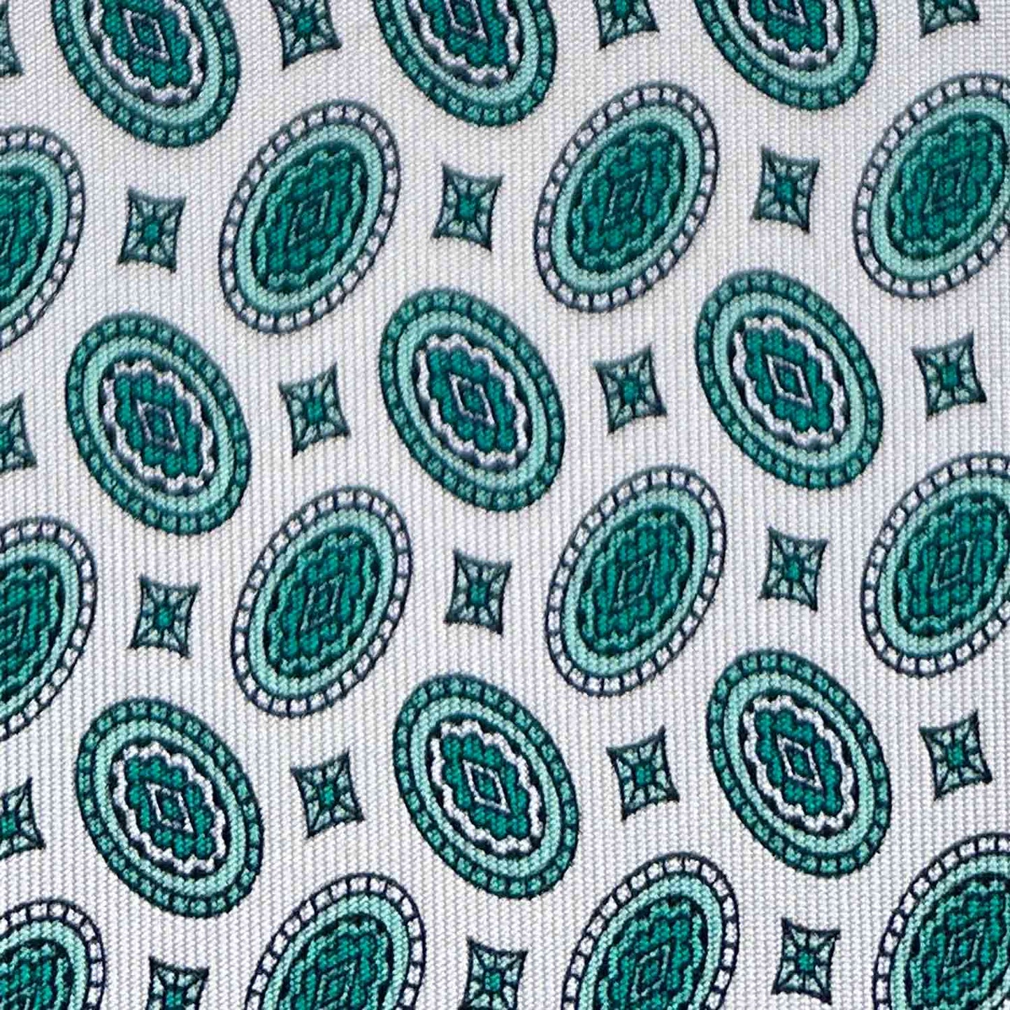 White Silk Tie Oval Diamonds Hand Made in Italy