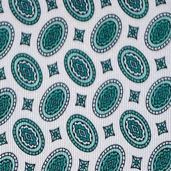 White Silk Tie Oval Diamonds Hand Made in Italy
