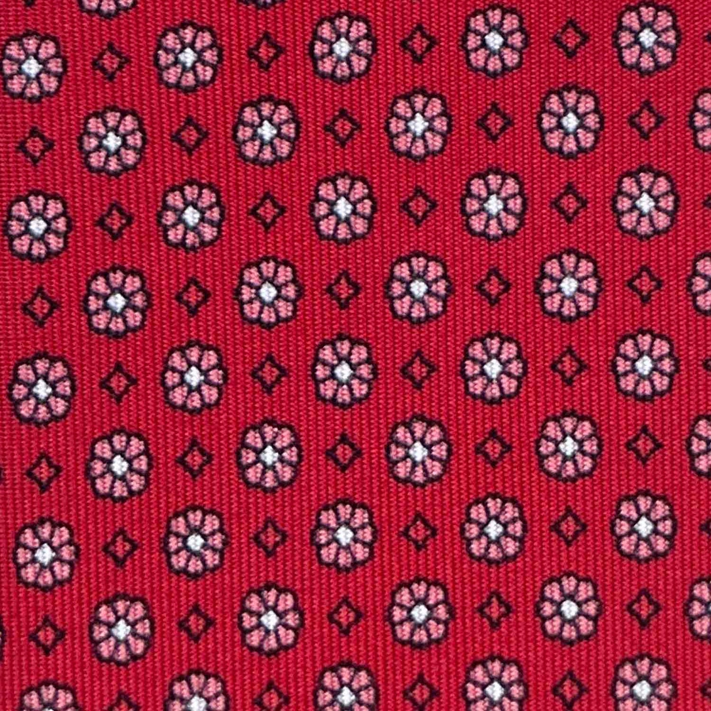 Chili Pepper Red Silk Tie Classic Micro Daisy Pattern Genève