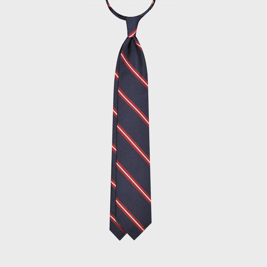 Load image into Gallery viewer, Red Striped Regimental Jacquard Silk Tie
