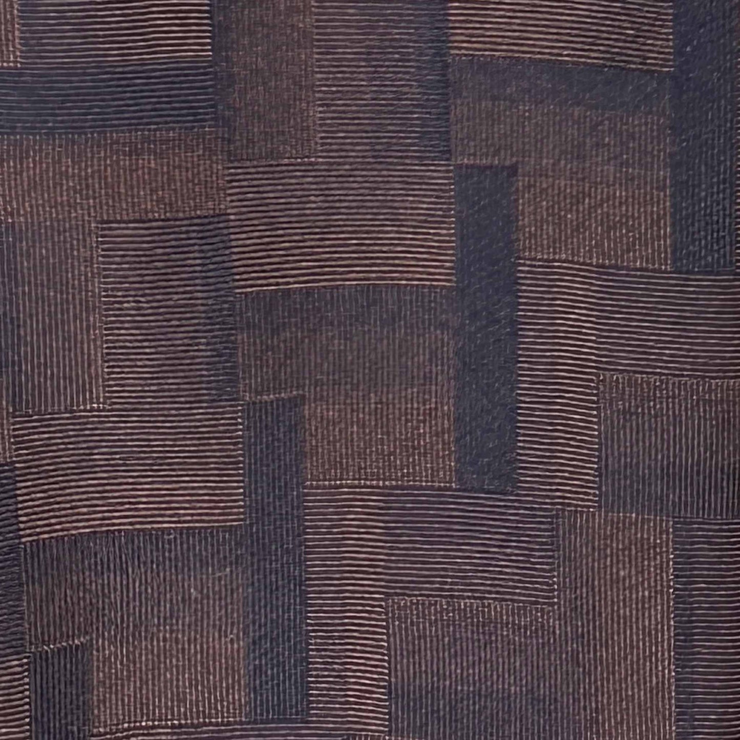 Details of Coffee Brown Silk Tie Geometry Patchwork Pattern Navy.