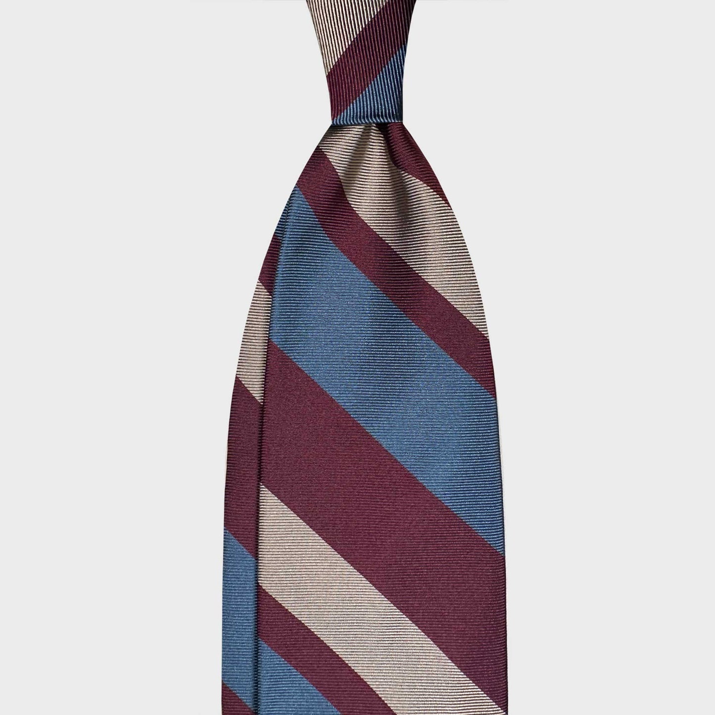 Regimental jacquard silk tie red wine pervinca beige stripes Wools Boutique Uomo Geneva