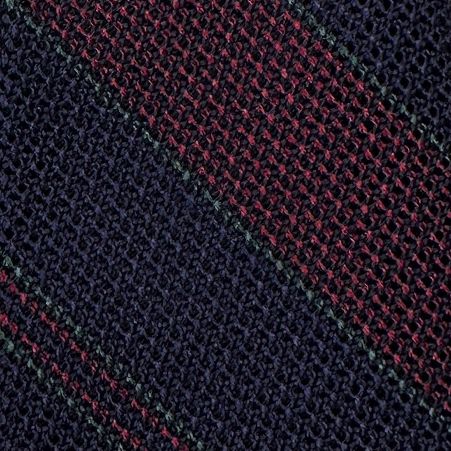 Navy Blue Regimental Multi Striped Silk Tie Grenadine Small Gauze