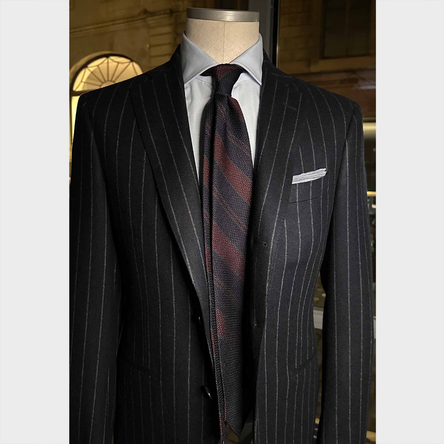 Silk Tie Grenadine Small Gauze Navy Blue Ruby Red