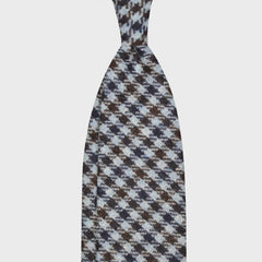 F.Marino Cravate Tweed 3 Plis Carreaux Wedgwood Bleu