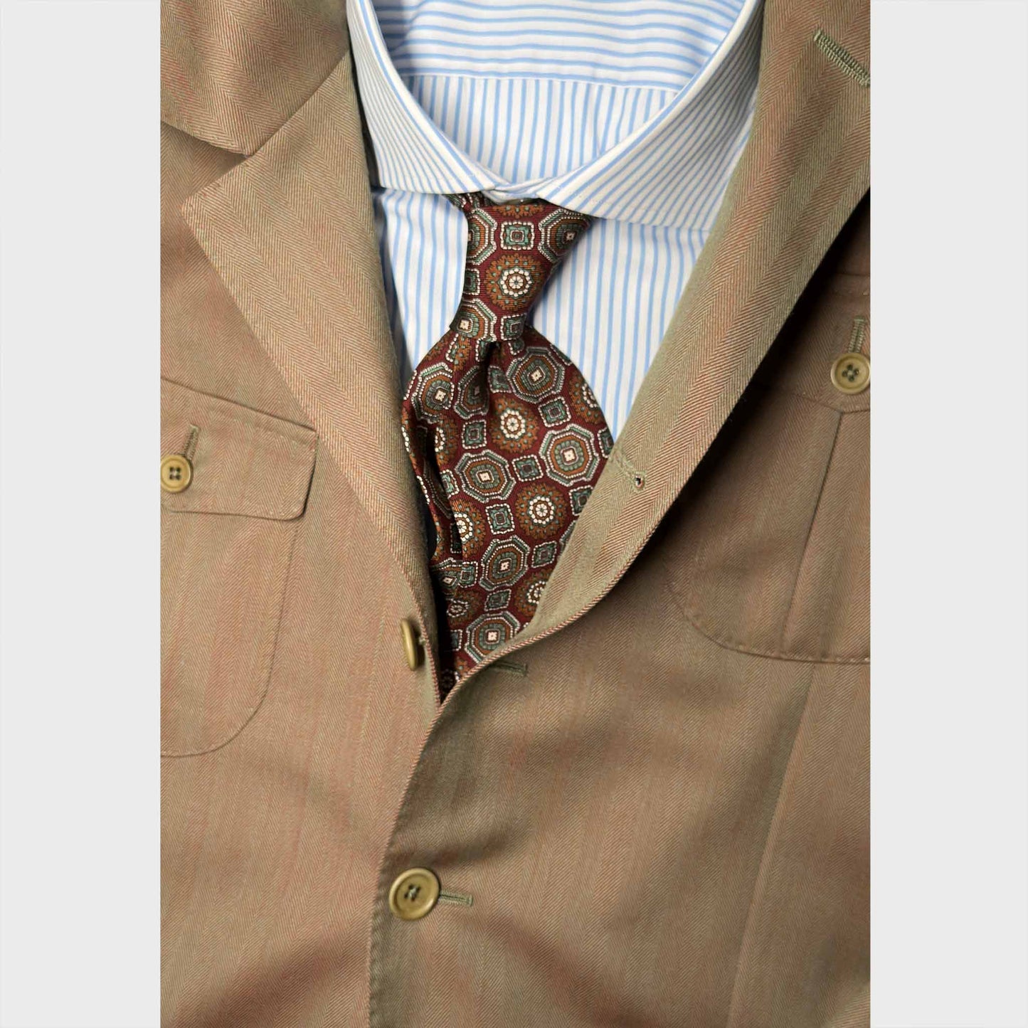 Men's Silk Tie Maiolica Pattern Rust Brown