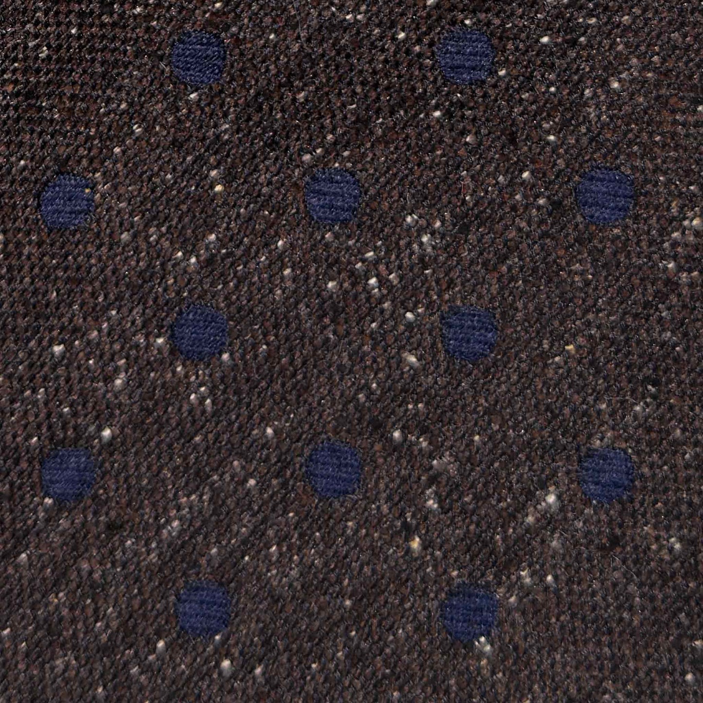 Donegal effect silk texture coffee brown tie with cobalt blue pois detail