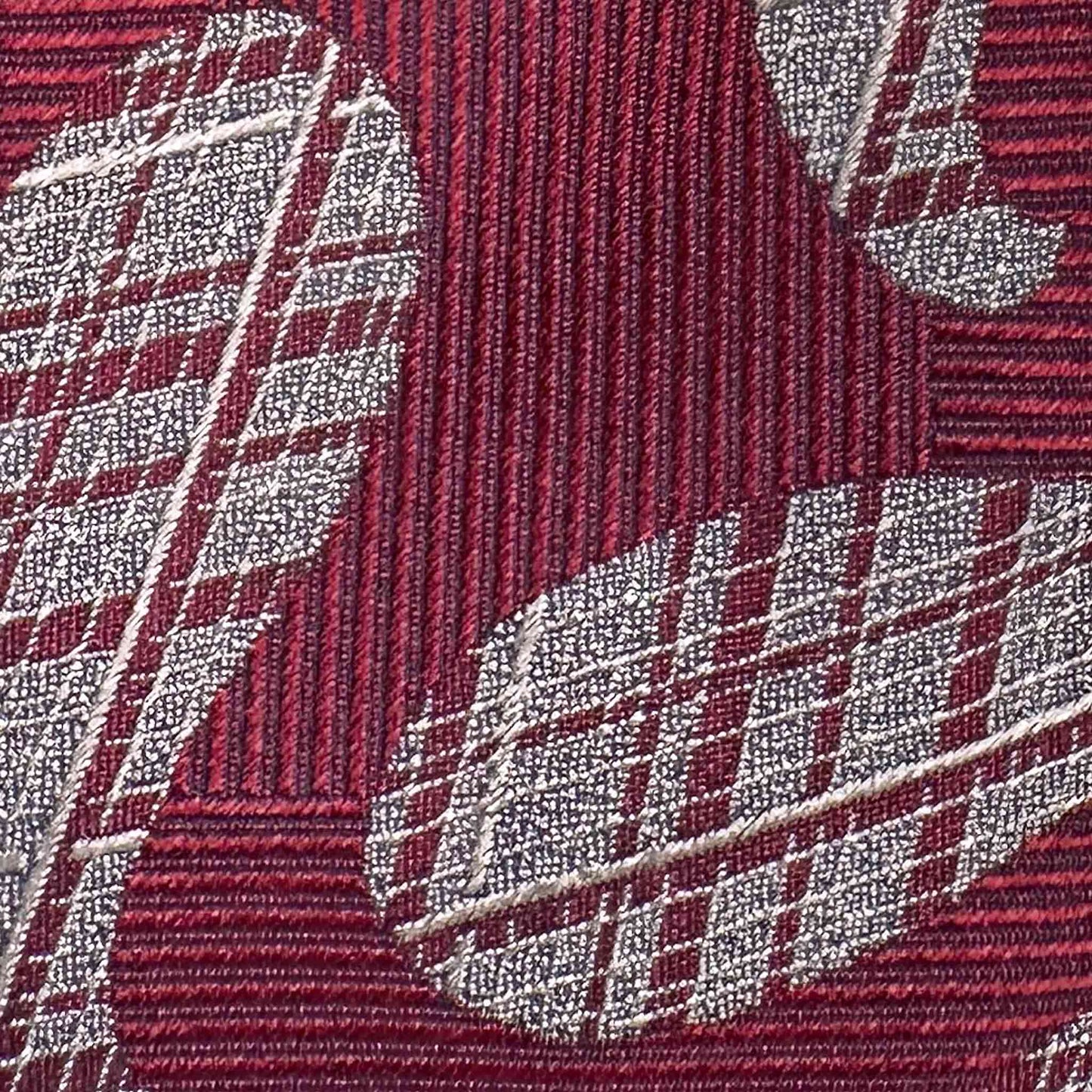 Details of Ruby Red Silk Tie Heritage Bold Paisley Silver.
