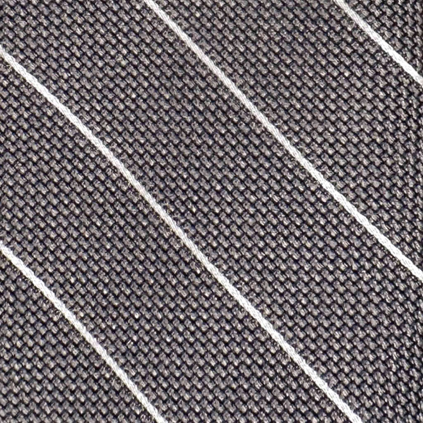 iron grey grenadine silk texture with white regimental stripe detail